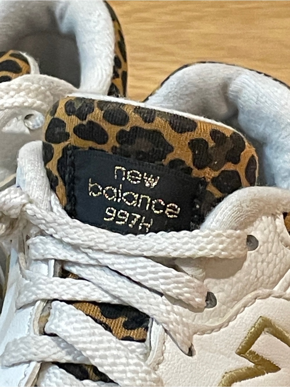 New Balance Kids 997H White with Leopard Print Accents